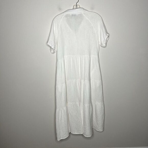 Petal & Pup Gauzy Tiered Button Front Midi Dress Size 6 Pockets Flowy Lagenlook - Picture 5 of 11